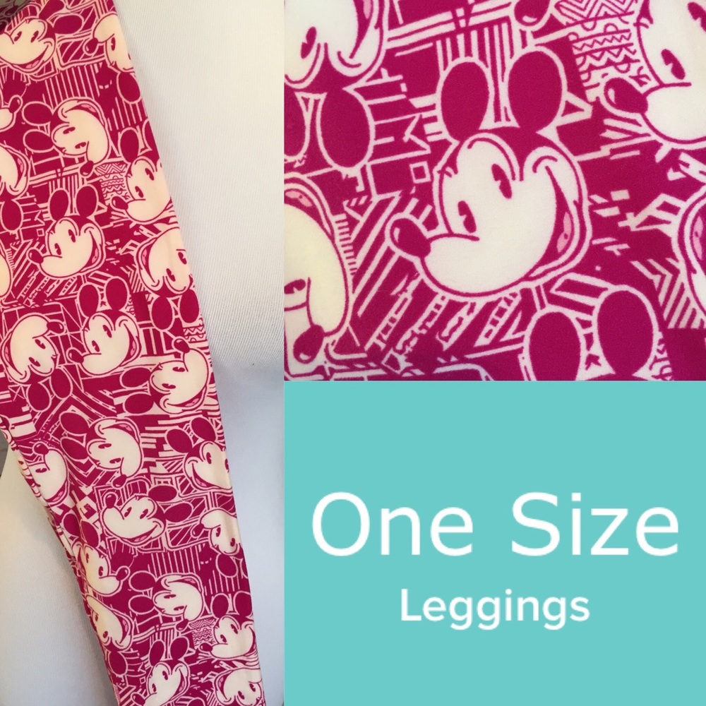 New LuLaRoe DISNEY OS leggings MICKEY PINK